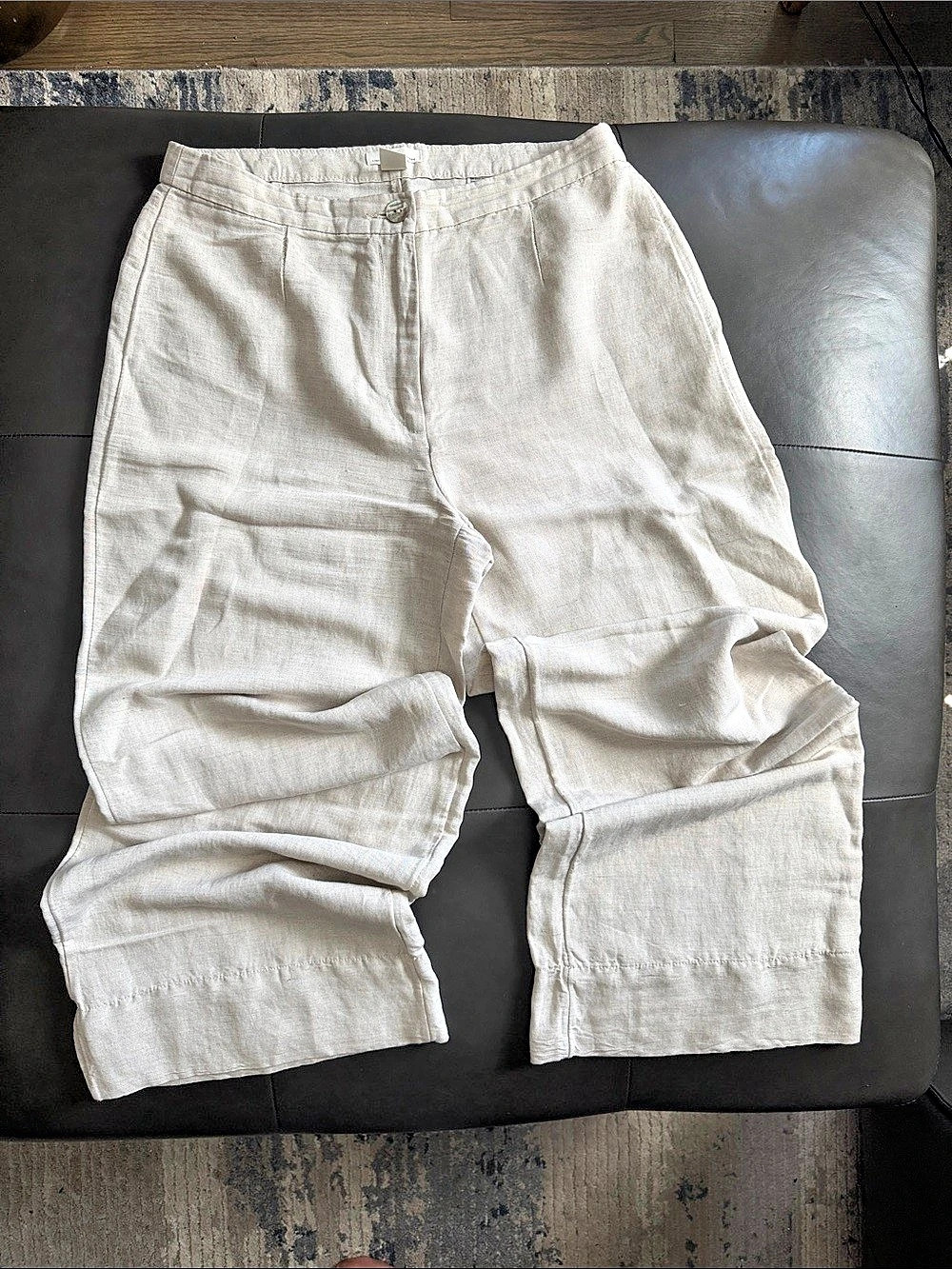 H&M Linen-Blend Wide-Leg Pants Beige US 8